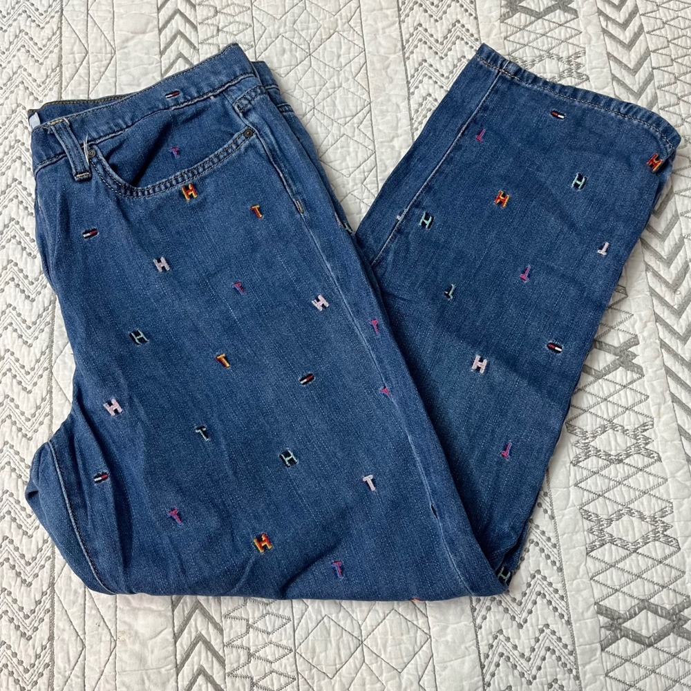 90s Tommy Hilfiger Denim Boyfriend Jeans Embroidered Logo 10 Streetwear Hiphop